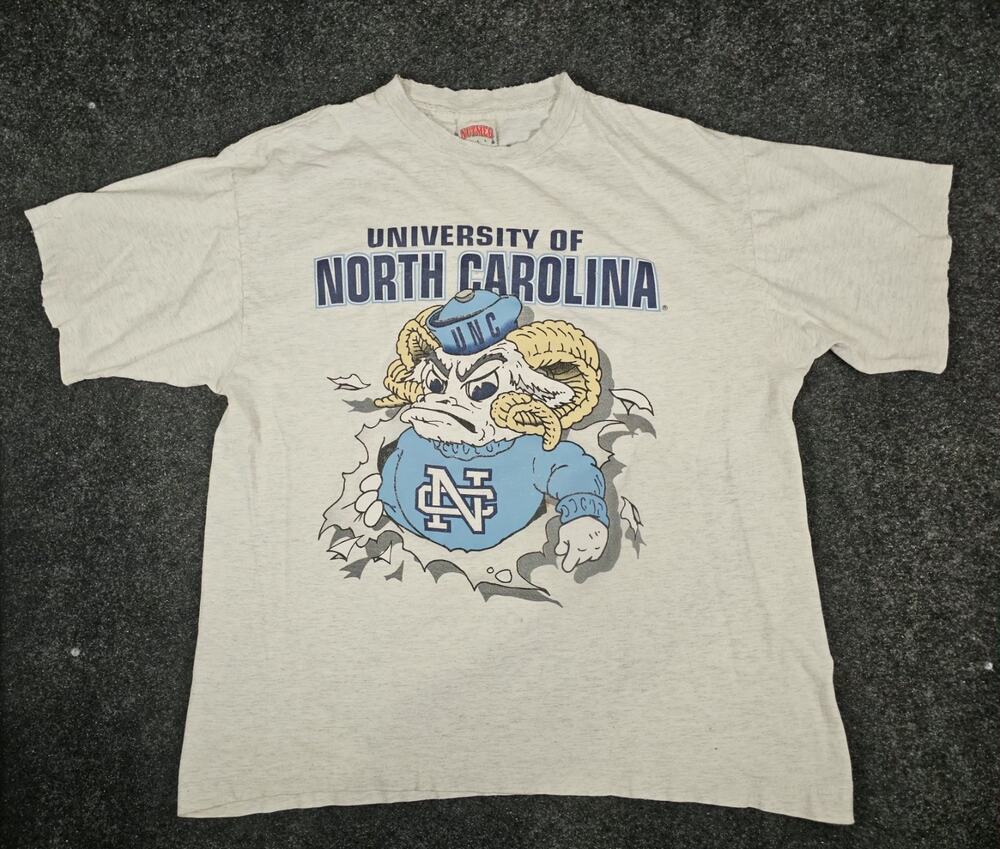 Vintage 90s University of North Carolina Tar Heels Big Mascot T-Shirt Distressed